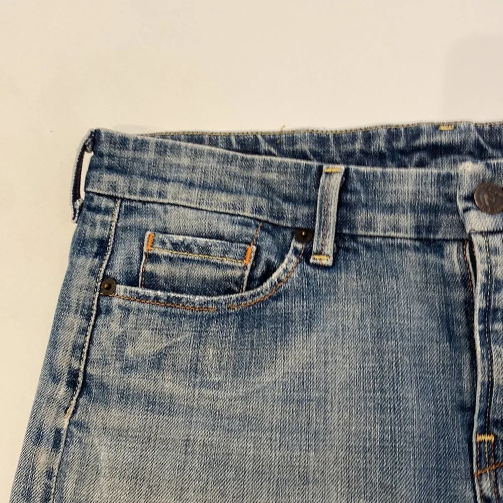 COH Women’s Denim Pencil Slit Skirt Medium Wash EUC Sz 29 Distressed Cotton - Image 2