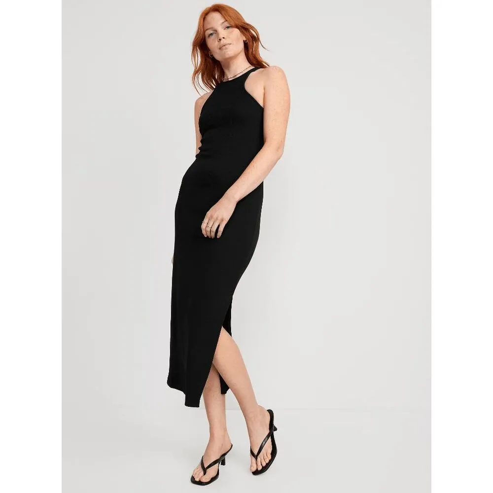 Old Navy Black Fitted High-Neck Rib-Knit Maxi Dress XXL - Image 8