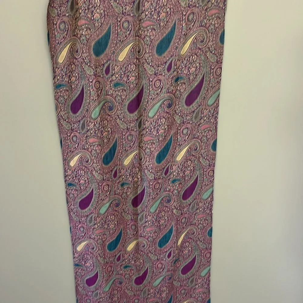 Beautiful Purple Blue Green Tan Paisley Pattern Pashmina Wrap Scarf w/ Tassel-OS - Image 8
