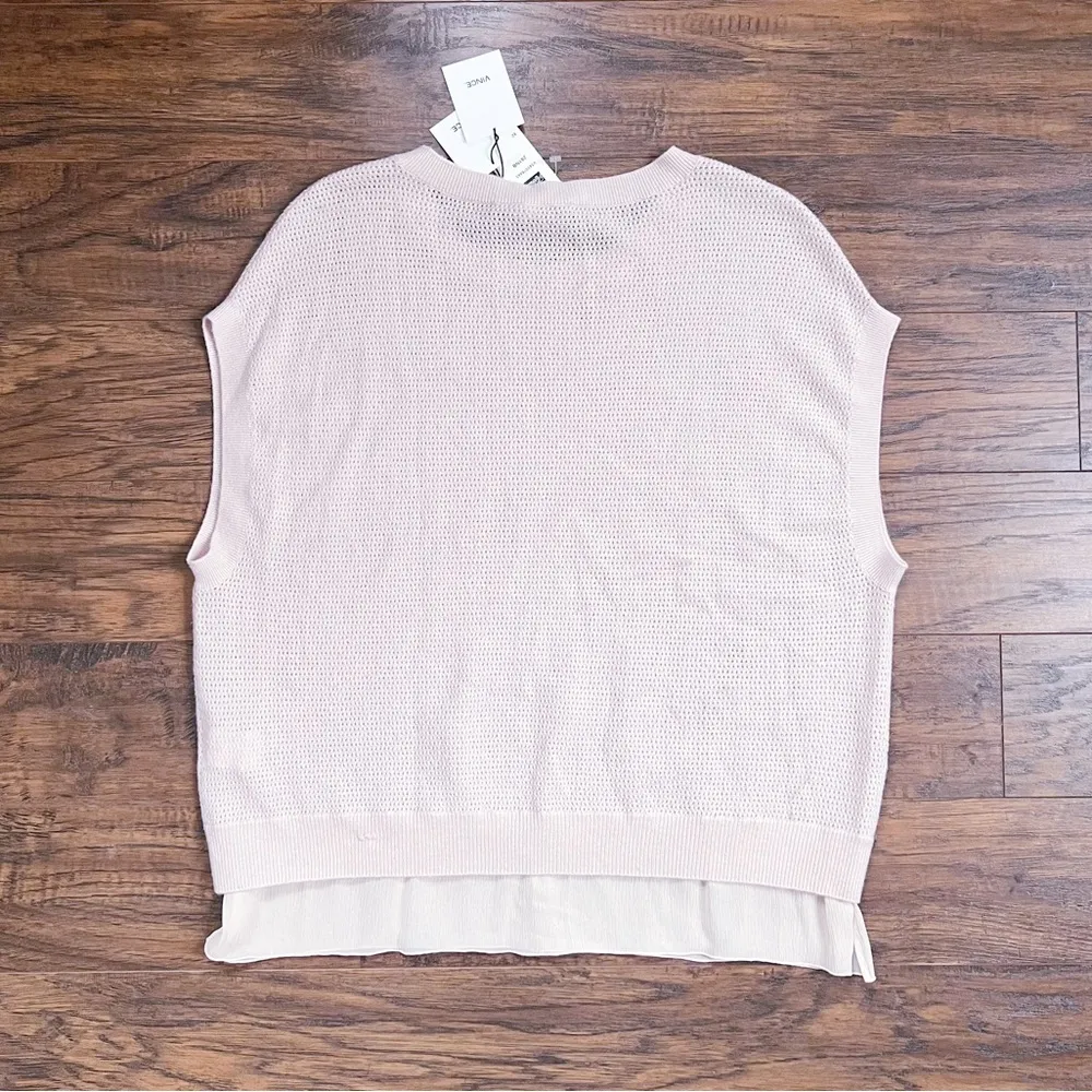 Vince • Layered Perforated Jumper pullover sweater mixed media wool cashmere - Image 8