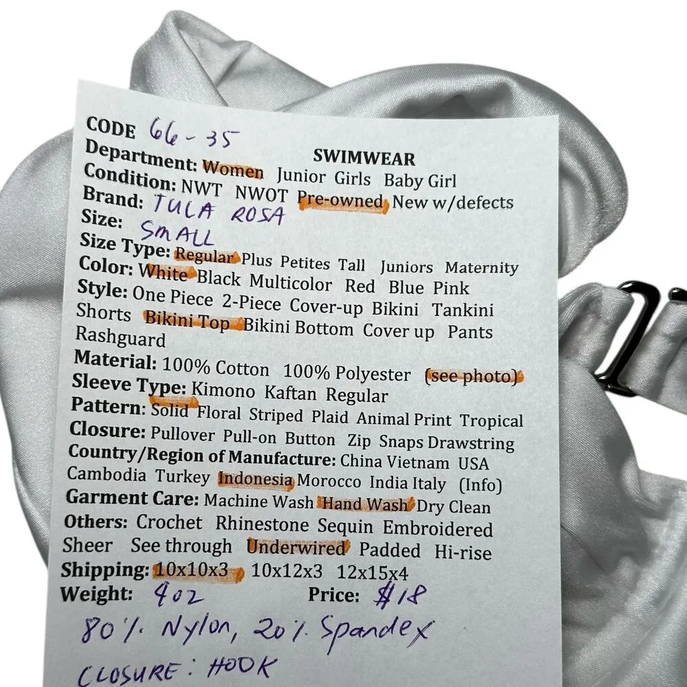 Tularosa White Underwired Bikini Top Women Swimsuit Size Small | 66 - Image 4