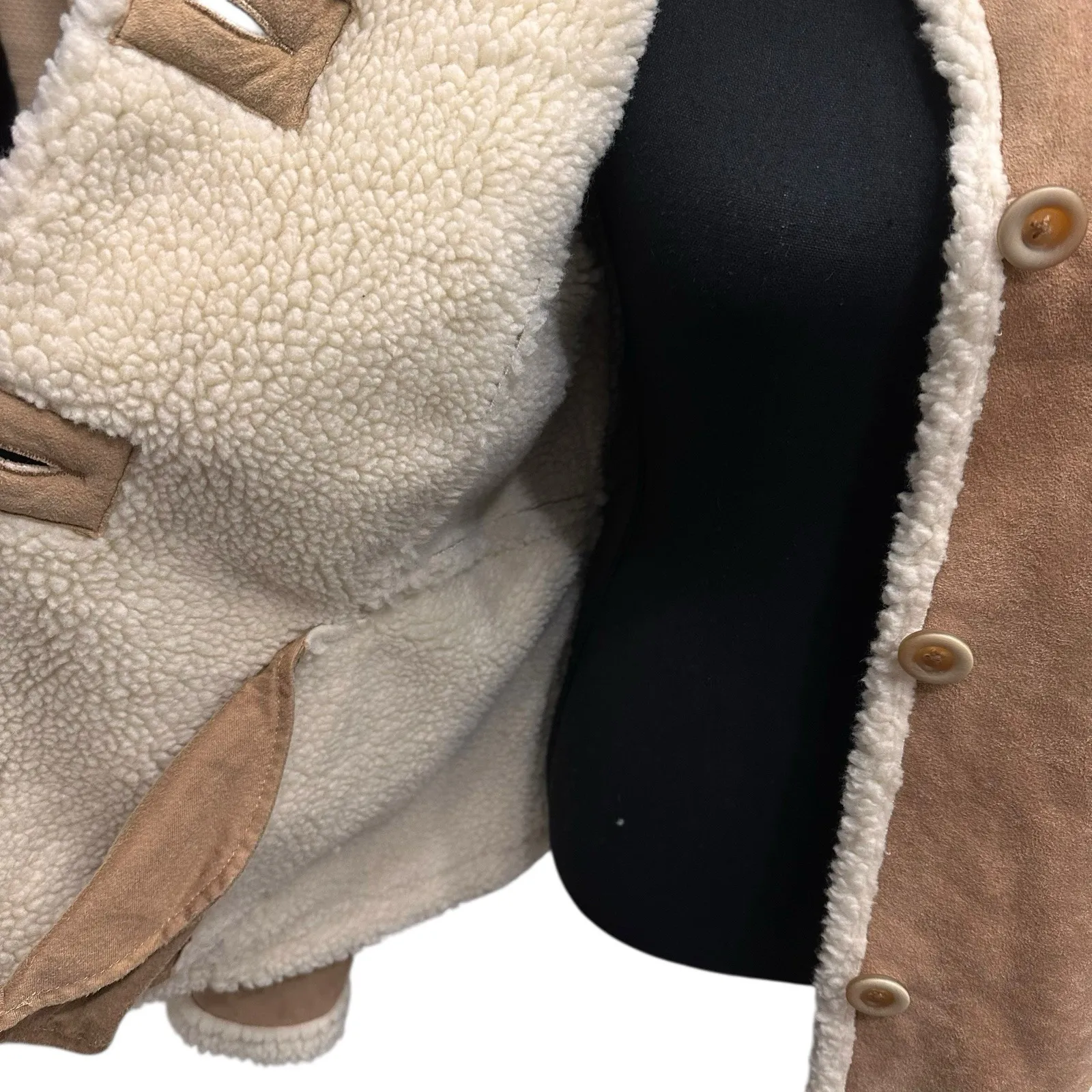 L.L. Bean Women's Size Small Faux Suede & Fur Lined Rancher Coat Gorpcore Jacket - Image 9