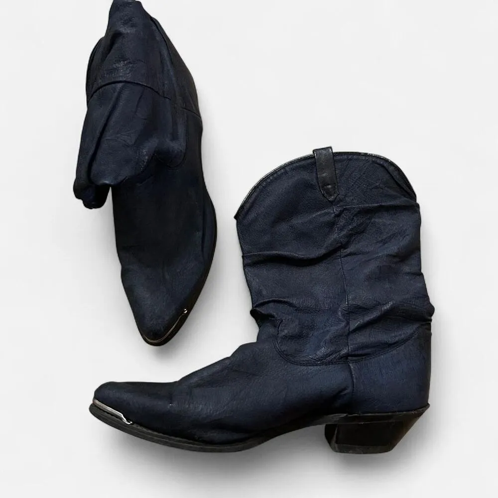Dingo vintage blue black silver soft slouchy leather western cowboy boots 9 - Image 3