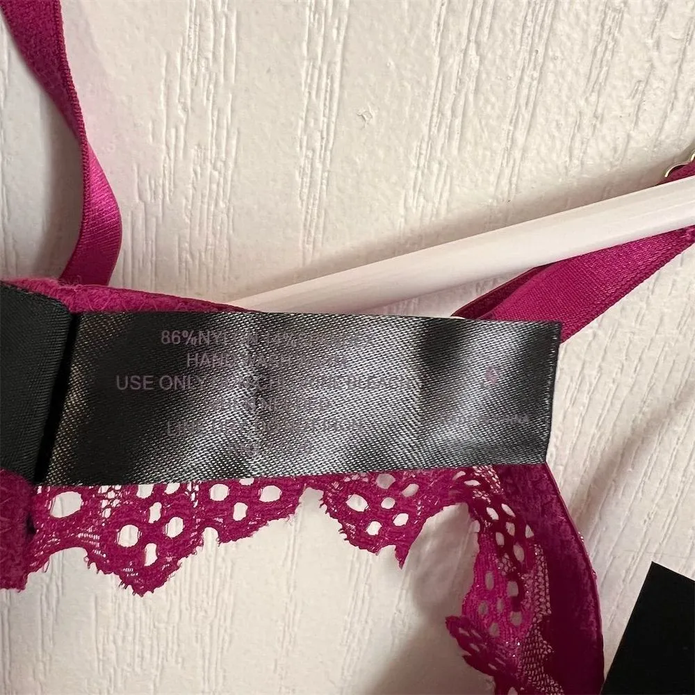 Frederick's of Hollywood Women's Purple/Pink Lace Bralette Size‎ Small NWT - Image 9