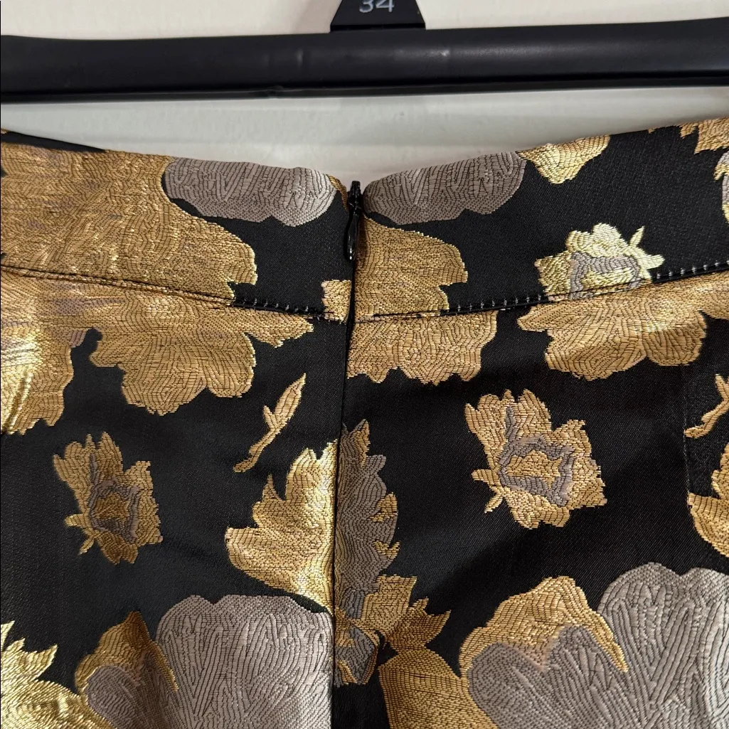 Chicwish Black  Golden Bouquets Jacquard A-Line Flowing Midi Skirt size XL - Image 10