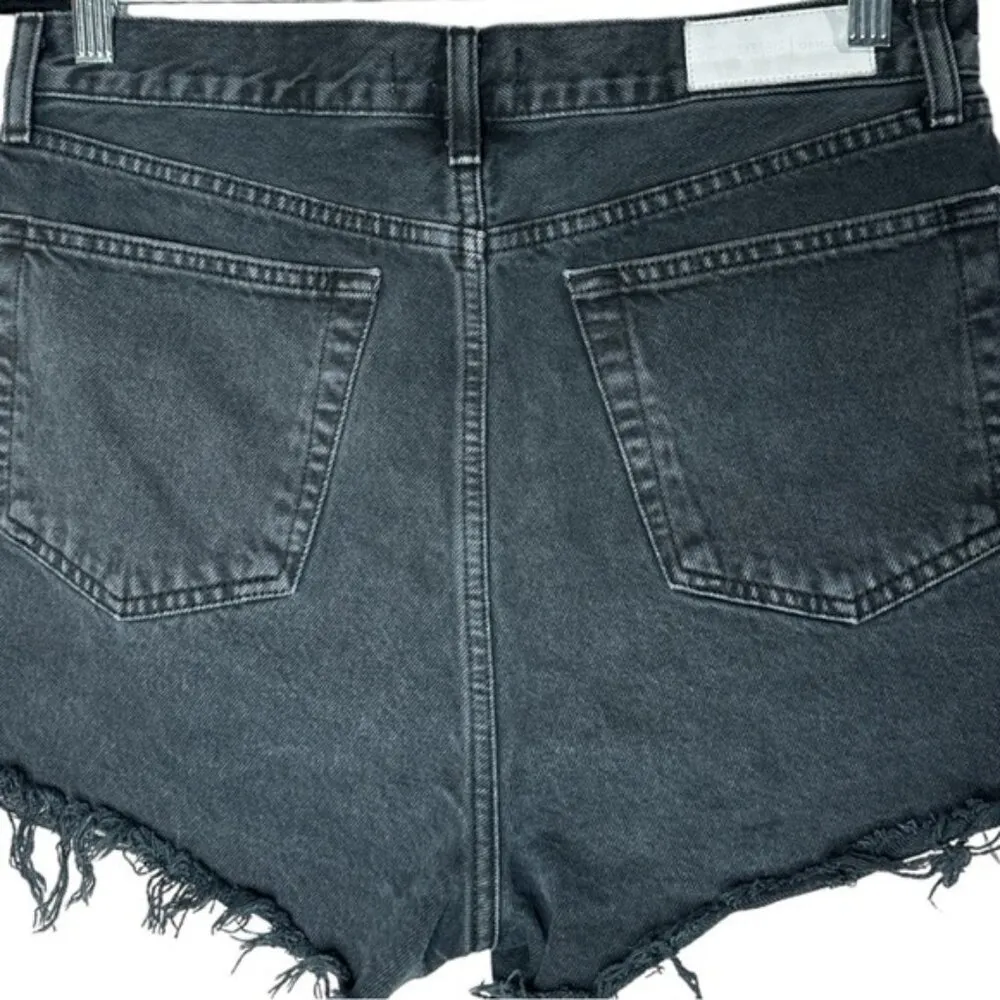 RE/DONE High Rise Washed Black Cut Off Denim Shorts Size 30 - Image 8