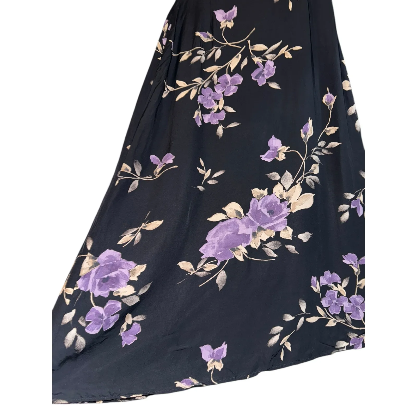Vintage Y2K Dress Barn Floral Midi Skirt Women's Size 8 Fairy Dark Romantic 90s - Image 2