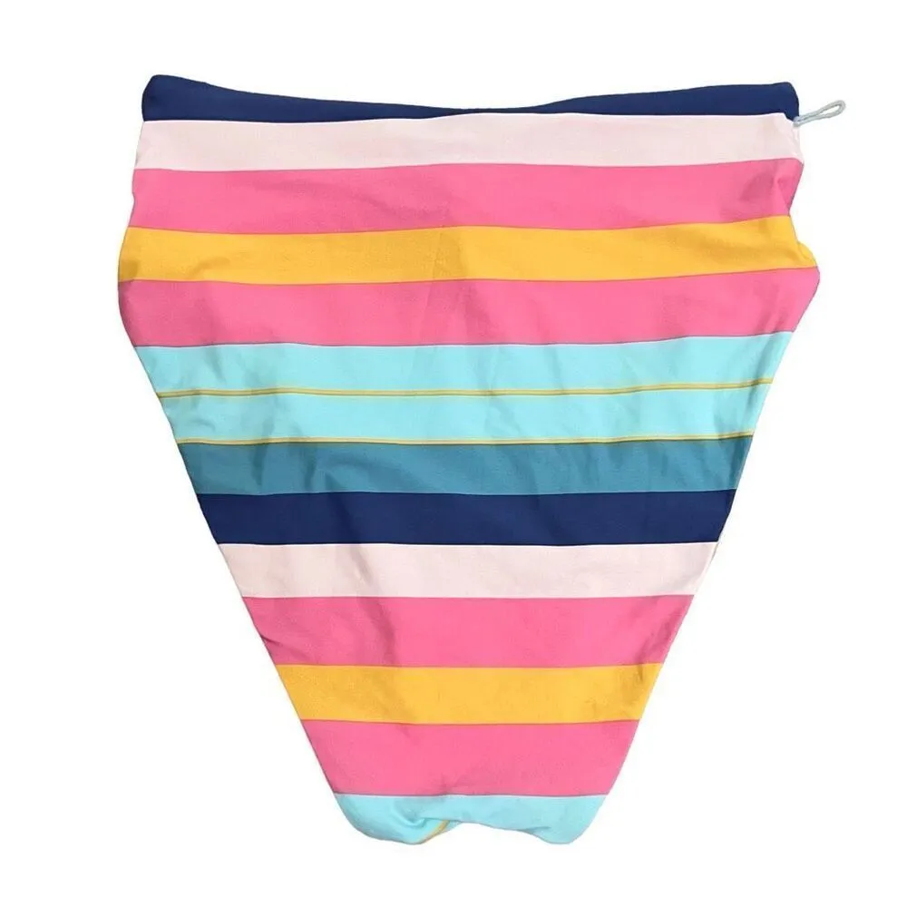 J.Crew Womens High Waisted Sunset Stripe Bikini Bottom Size XS Beach Vacation Blue - Image 2