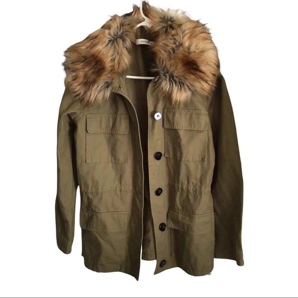 Utility Jacket With Fur Martini Olive Size S NWT Reg $86.95 - Image 5