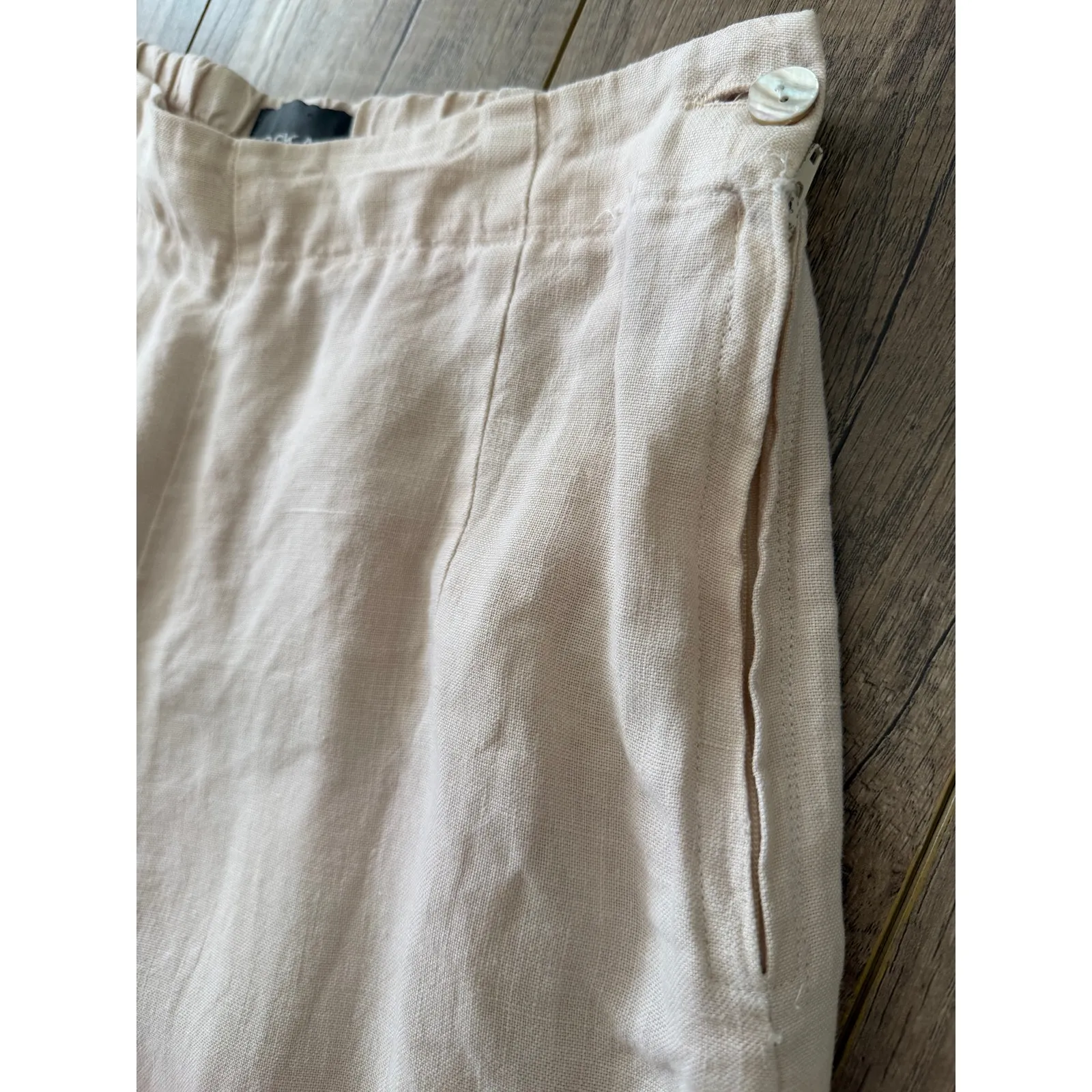 OSKA 100% Linen Pants Cream Beige Wide Leg Side Zip Size 1 US 6 8 Lagenlook - Image 5