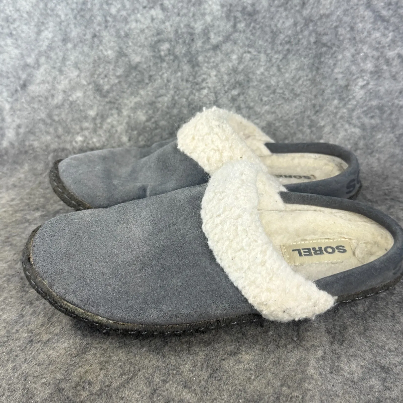 Sorel Women's Nakisha Slide Slippers Sz 7 Gray‎ Fur lined House Shoes - Image 5