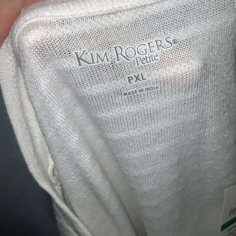 Kim Rogers White Striped Wide Short Sleeve Cotton Blend Blouse NWT PXL - Image 5