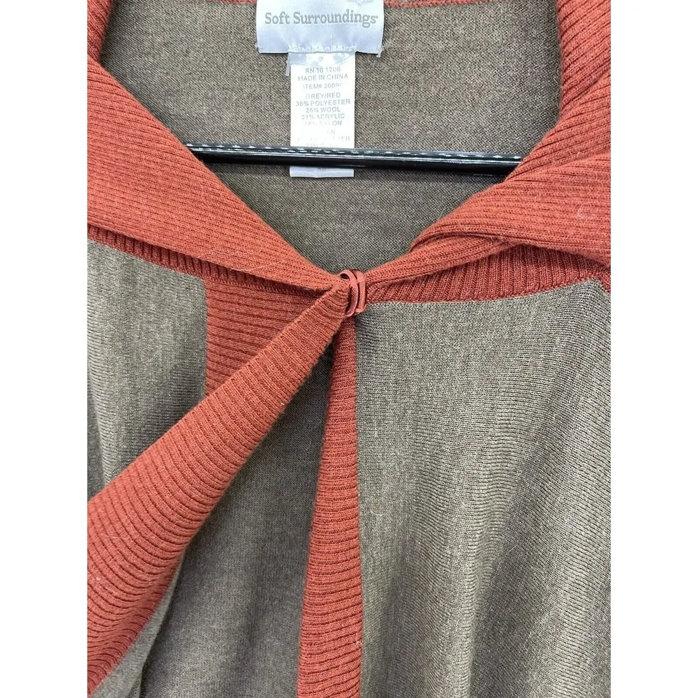 Soft Surroundings Cardigan Asymmetrical High Low Red Brown Gray Wool - Image 8