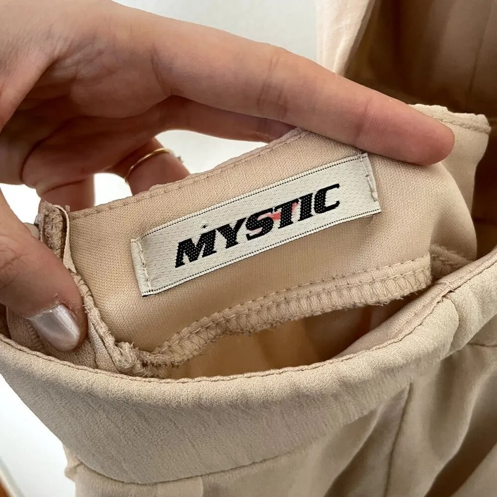 Mystic cream spaghetti strap racerback romper lightweight v-neck style open back - Image 6