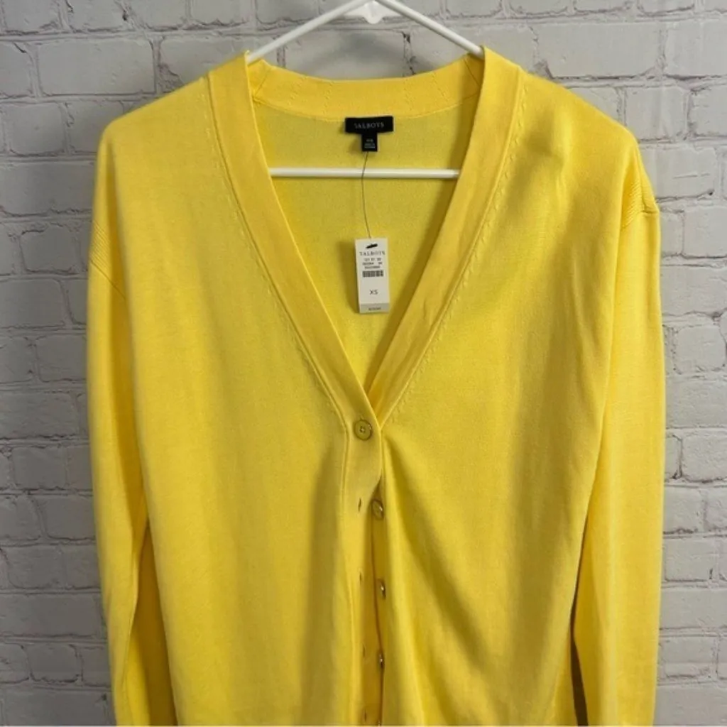 Talbots New V neck pastel yellow spring girly cardigan sweater size XS - Image 7