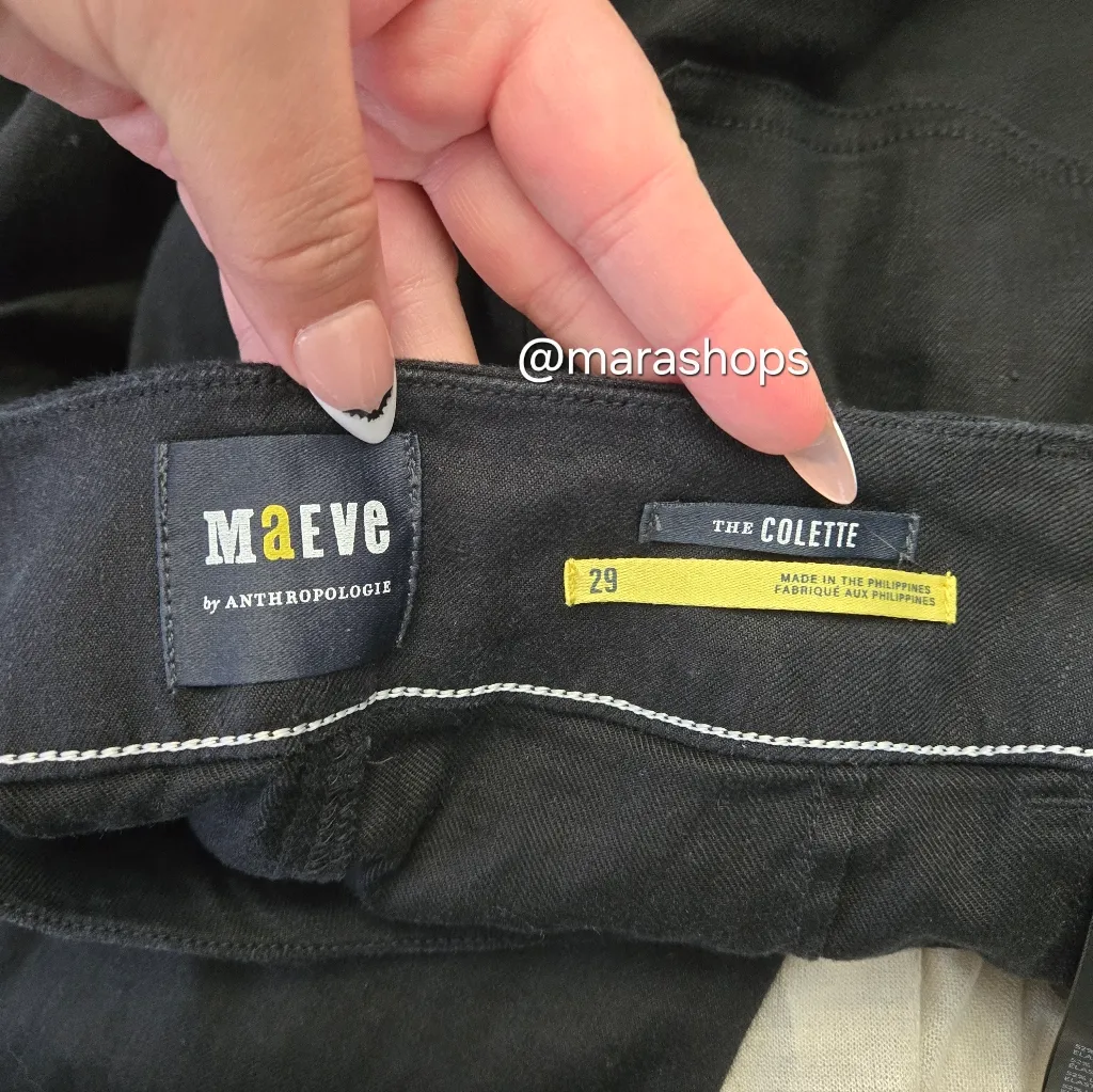 Maeve The Colette Linen Cropped Pants Black - Image 8