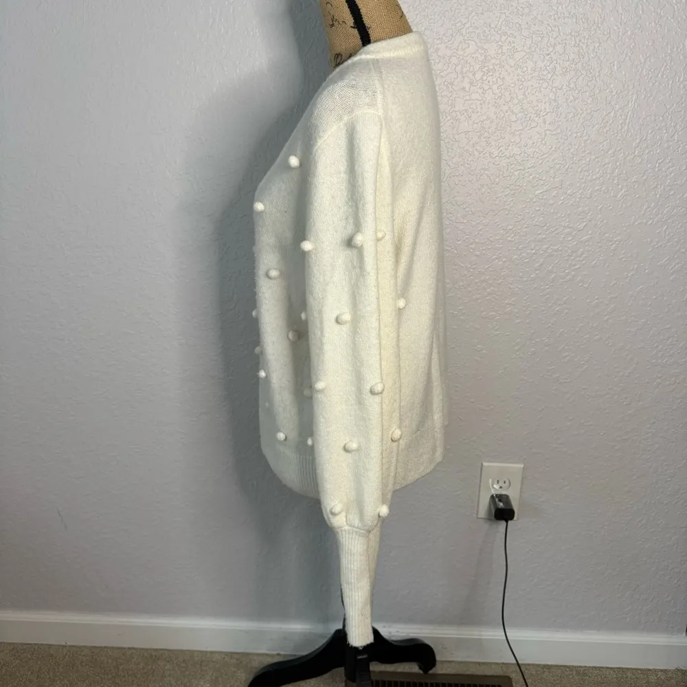 Madewell White Size M Bobble Dashwood V-Neck Sweater Coziest Yarn Swiss Dot - Image 10
