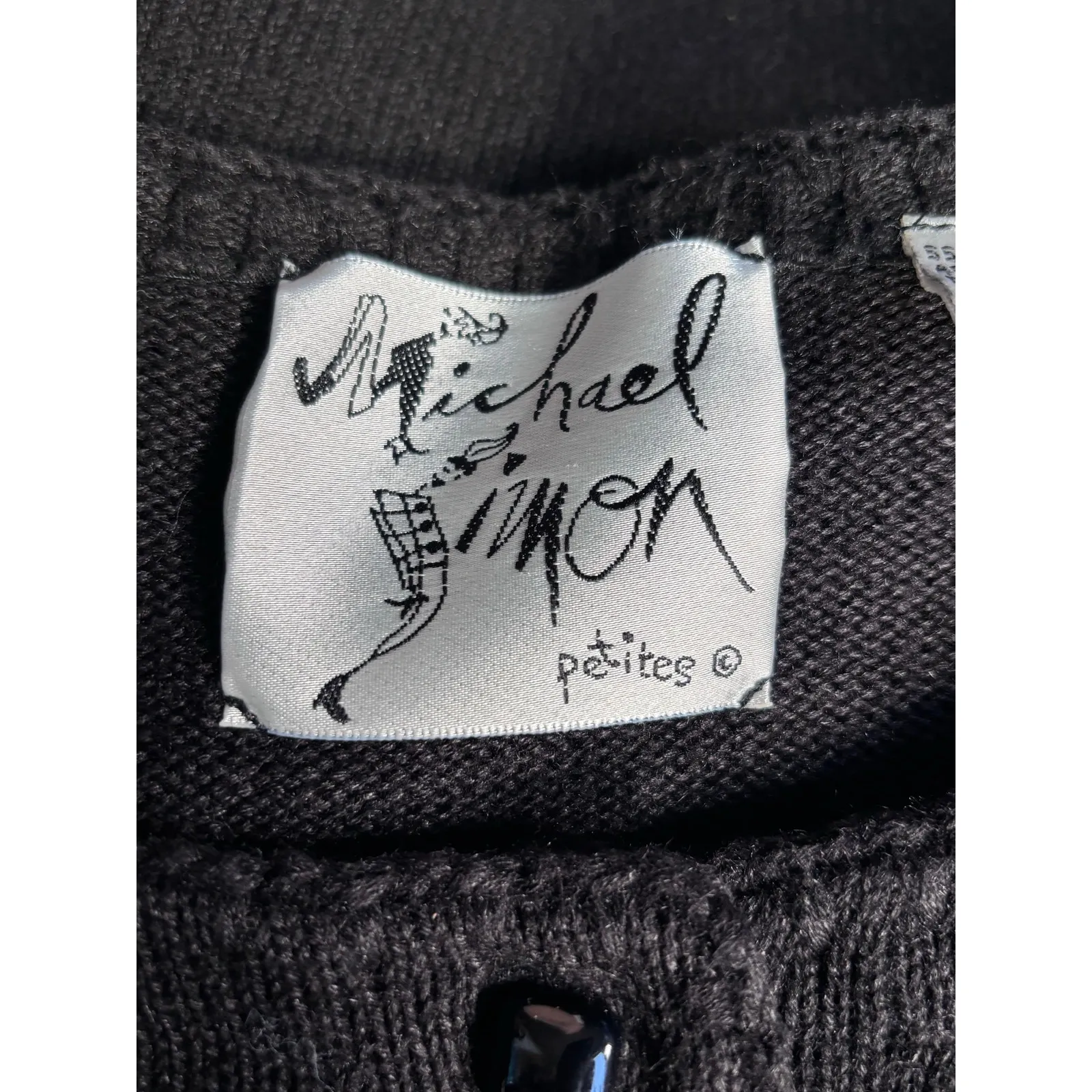 Vintage Michael Simon Martini Knit Cardigan Black Cobalt Novelty Sweater Petite Size undefined - Image 8