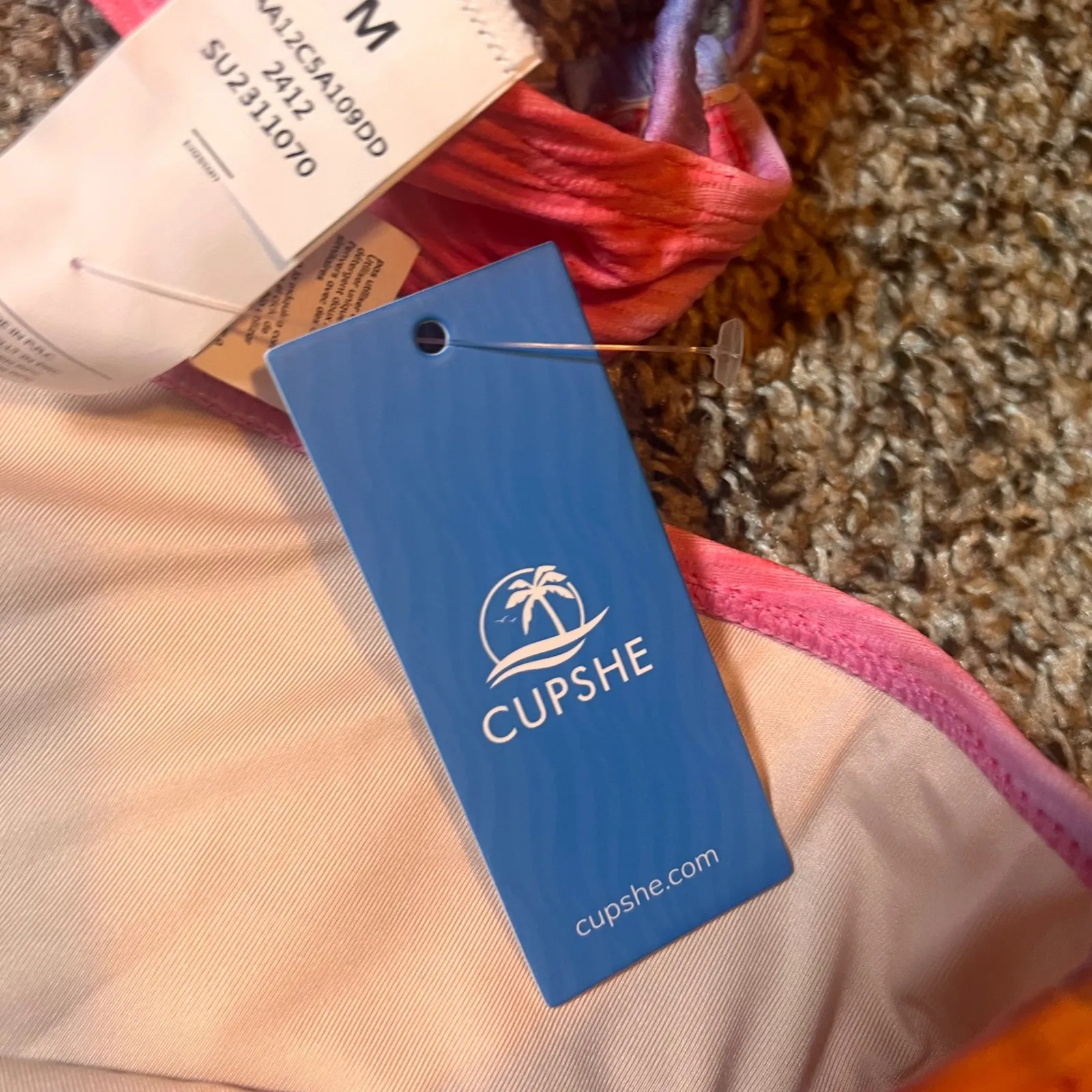 Cupshe‎ Tie Dye Bikini Set Ribbed Two Piece Swimsuit Medium - Image 6