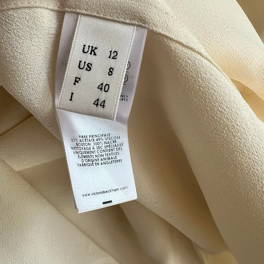 Victoria Beckham Long Sleeve Women’s Blouse in Cream Size 8 NWT - Image 7