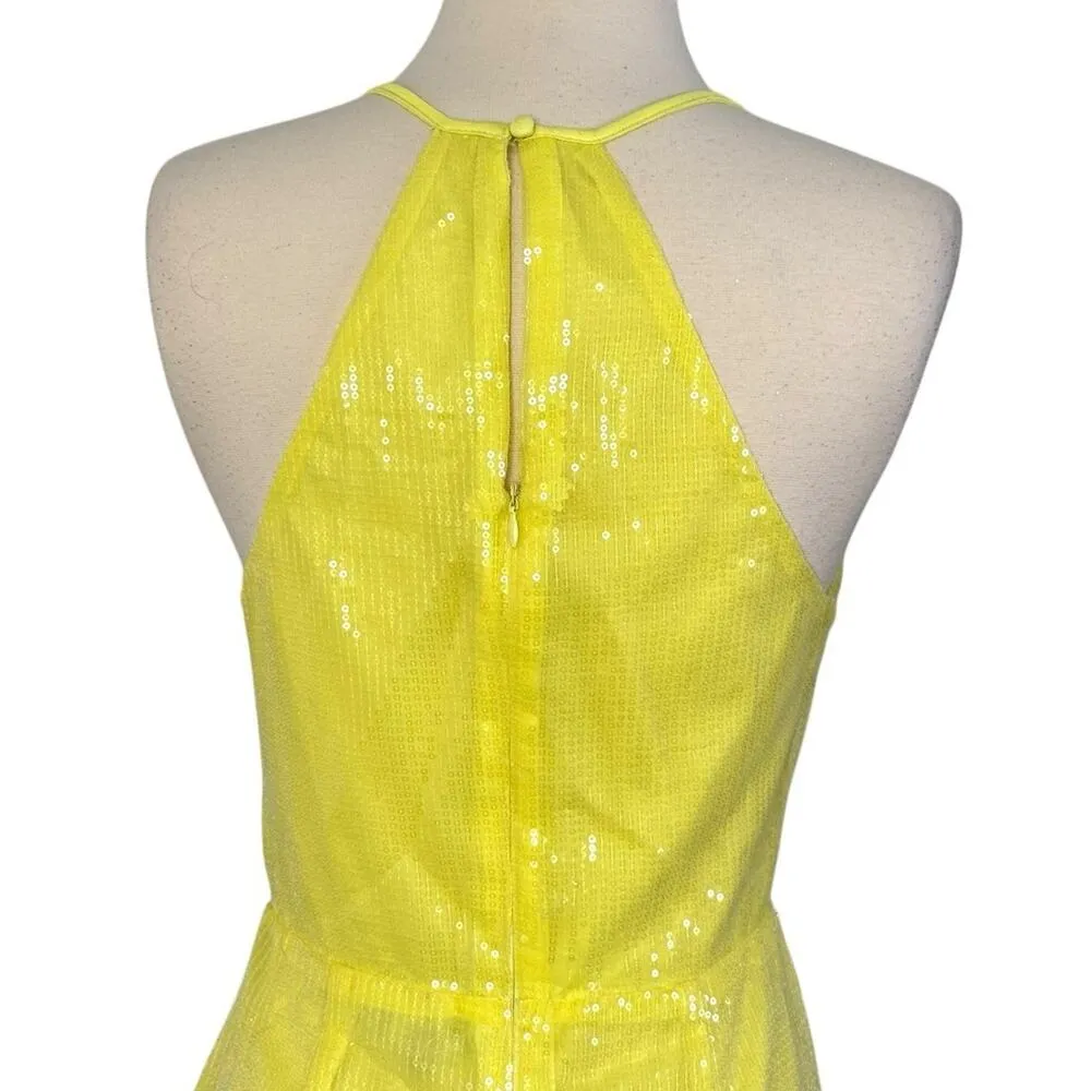 LULUS Brightest Idea Neon Yellow Sequin Bodycon Mini Wrap Dress Party Club Sz S - Image 8