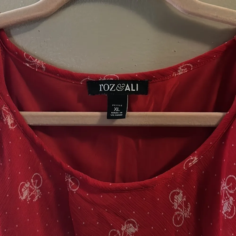 Roz Ali Bicycle Print‎ Red Adorable Top | Petite XL - Image 2
