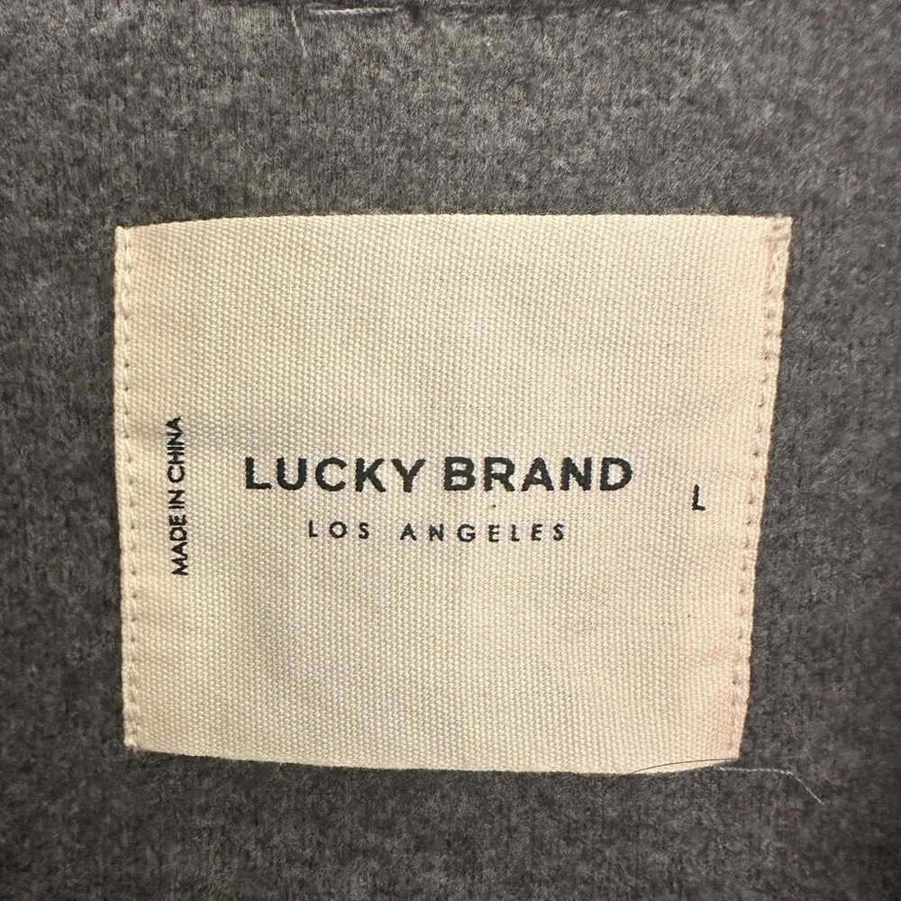 Lucky Brand Cozy Knit Shirt Jacket Charcoal Heather Women’s Sz L Button Pockets - Image 4