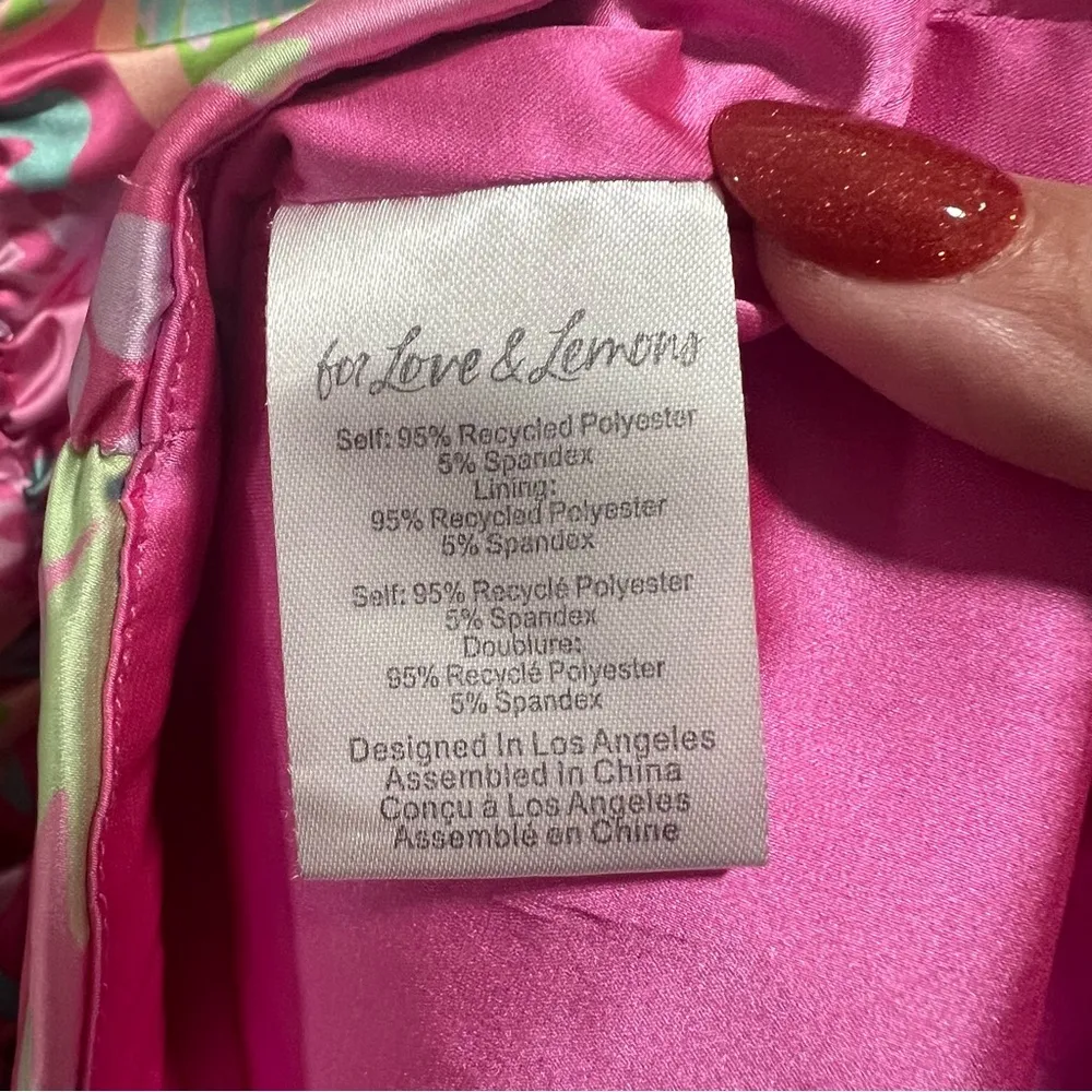 Julien Ruched Satin Cami Dress Pink Floral Print - Image 9