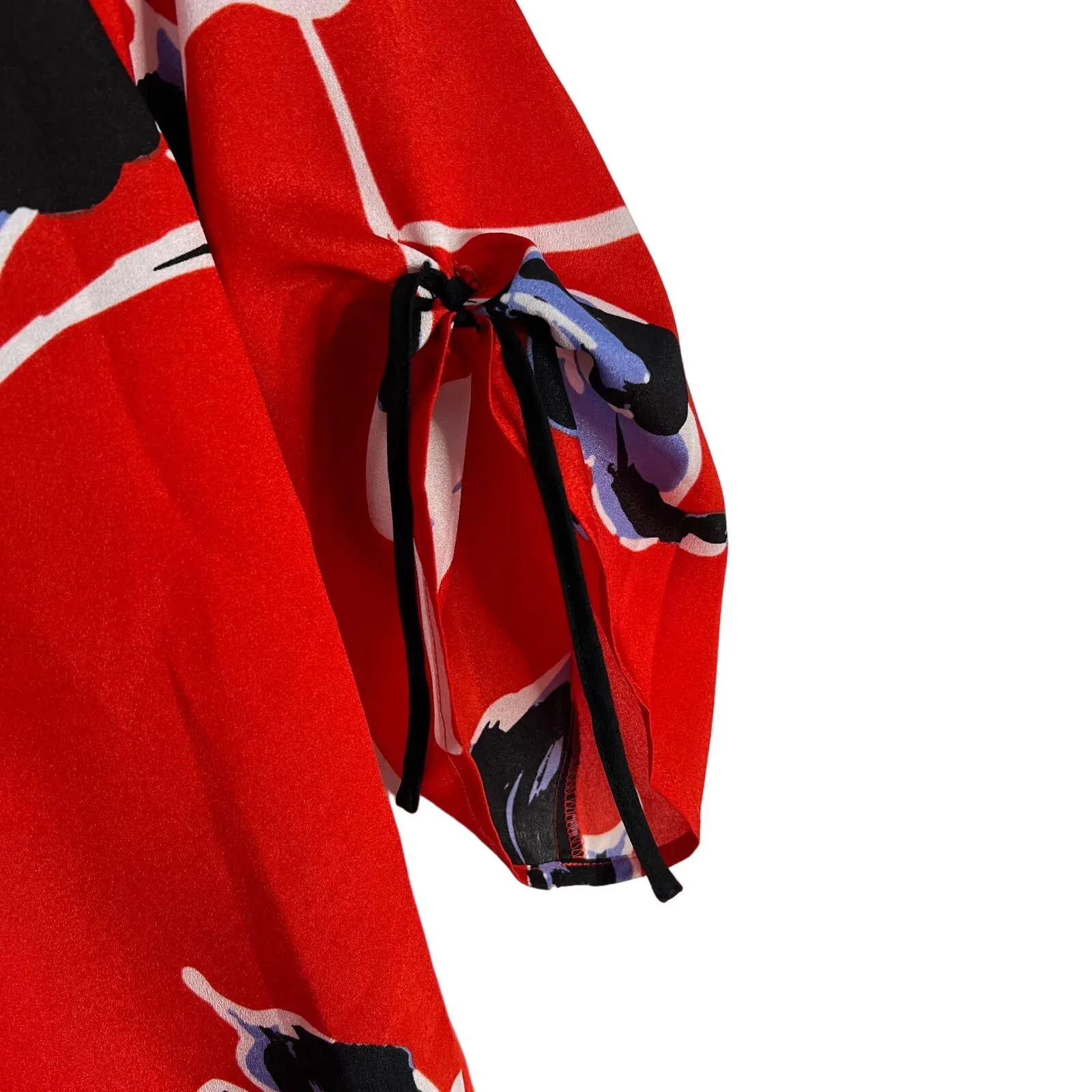 Anthropologie Yumi Kim Floral Peasant Top Blouse Orange Boho Size Small - Image 4