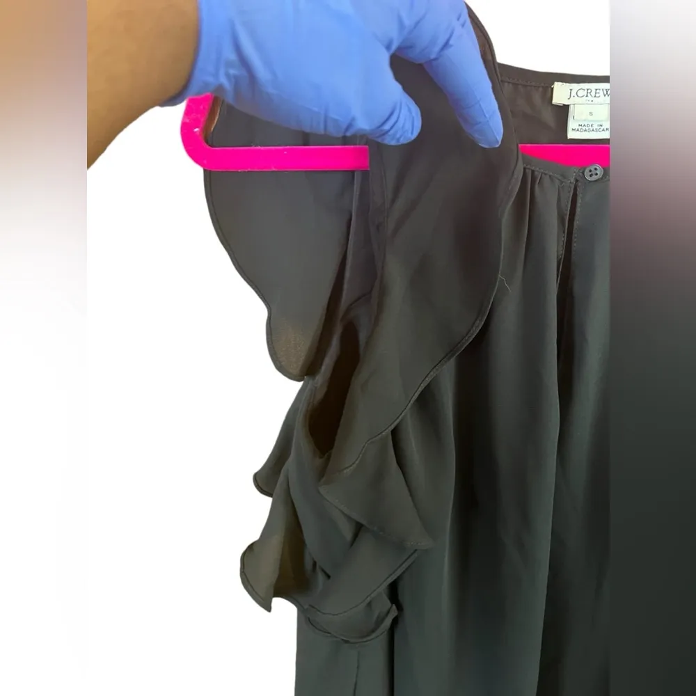 j crew factory black dress ruffle keyhole button front Tiered midi Womens small - Image 9