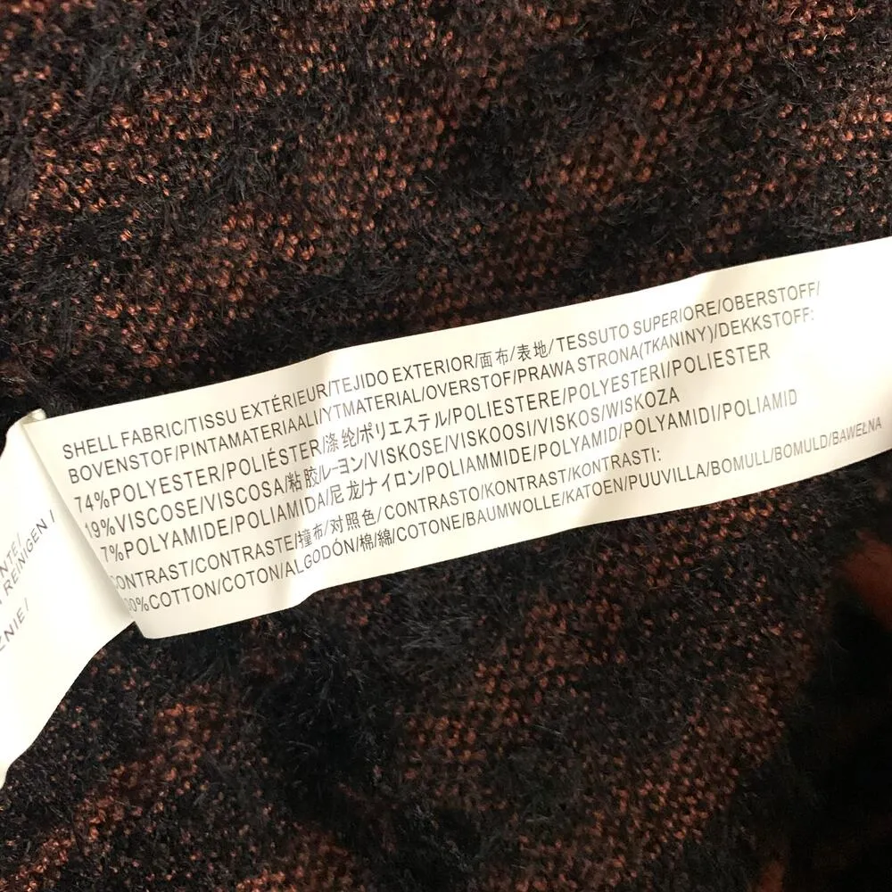 NEW JOA Zebra Print Fuzzy Long Wrap Cardigan Duster in Black / Brown - Image 10