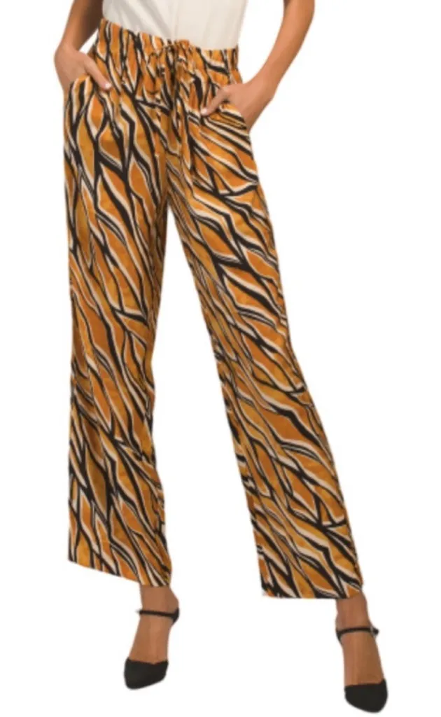 HAVER + BLAIR Artsy Airy Flowy Straight Leg Drawstring Pants Size M Orange Size M - Image 1