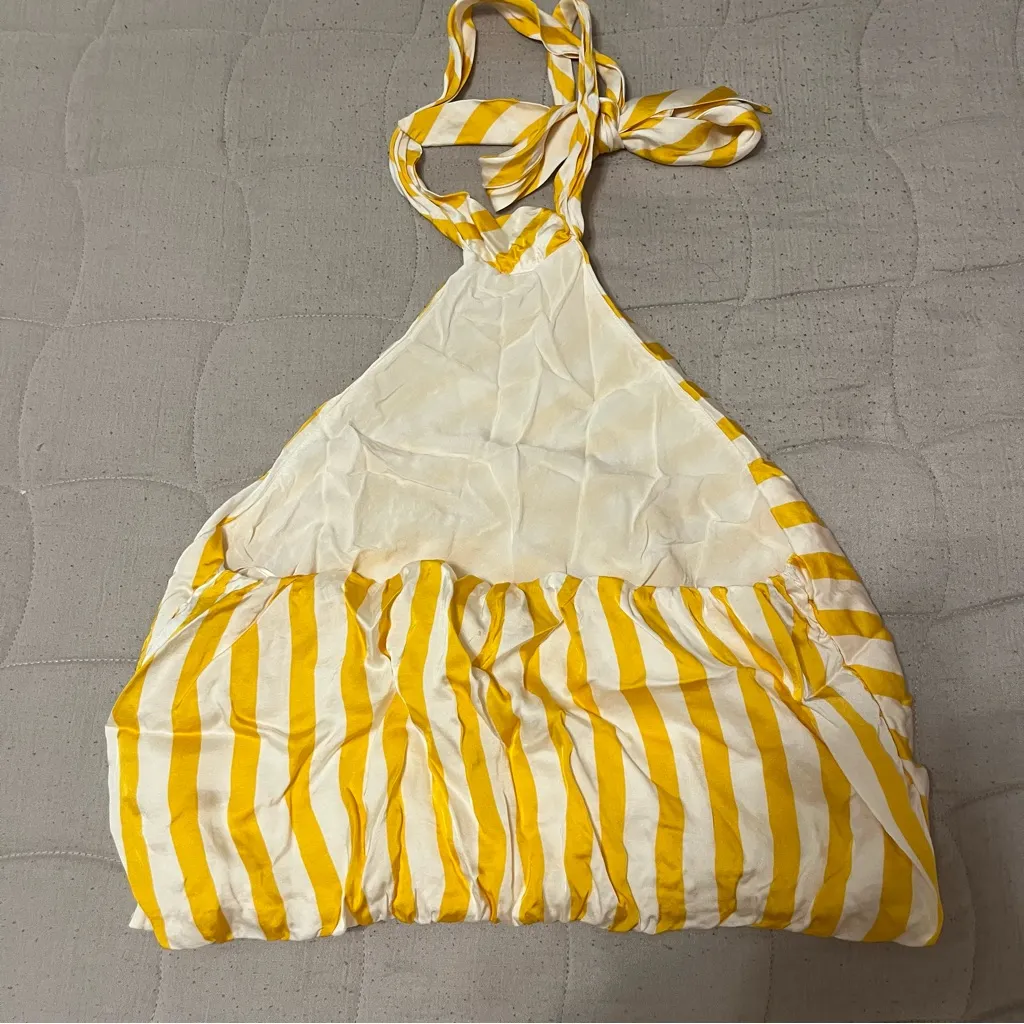 Anthropologie Maeve Yellow Halter Scarf Bubble-Hem Tank - Image 6