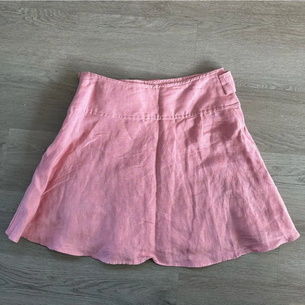 Free People Higher Ground Linen Mini Skirt Women’s Small Pink Flare - Image 4