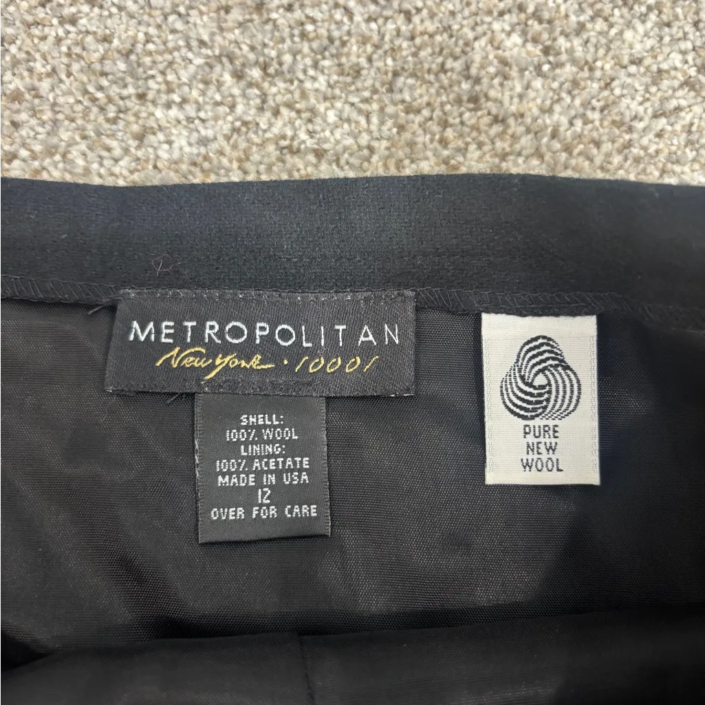 Metro Collection New York Women Wool Black Mini Skirt Size 12 Business Casual - Image 3