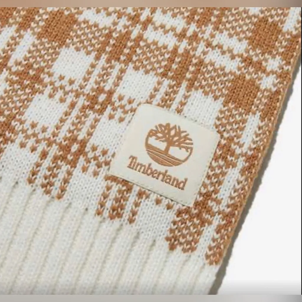 Timberland Brown Plaid Knit Scarf NEW NWT - Image 3