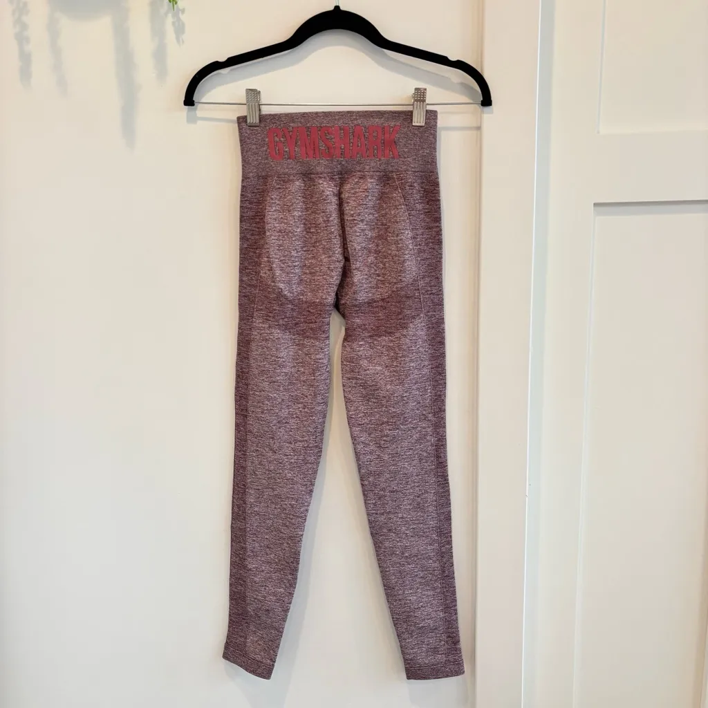 Gymshark Flex High Waisted Leggings Body Contouring Burgundy Marl Women's Small - Image 5