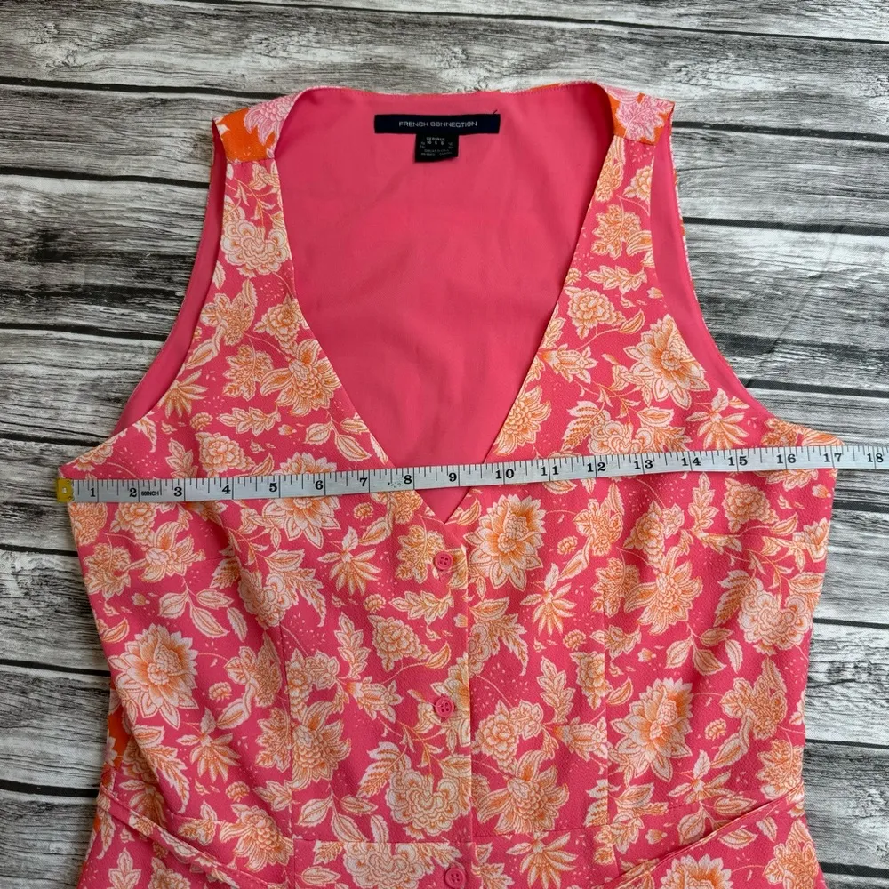 French Connection Women's Cossette Vero Crepe Midi Dress 6 Pink Orange White - Image 11