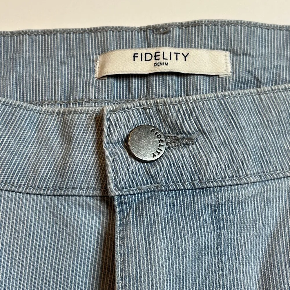 Anthropologie FIDELITY Denim Katie High Classic Flare Jeans Summer Stripe SZ 32 - Image 3