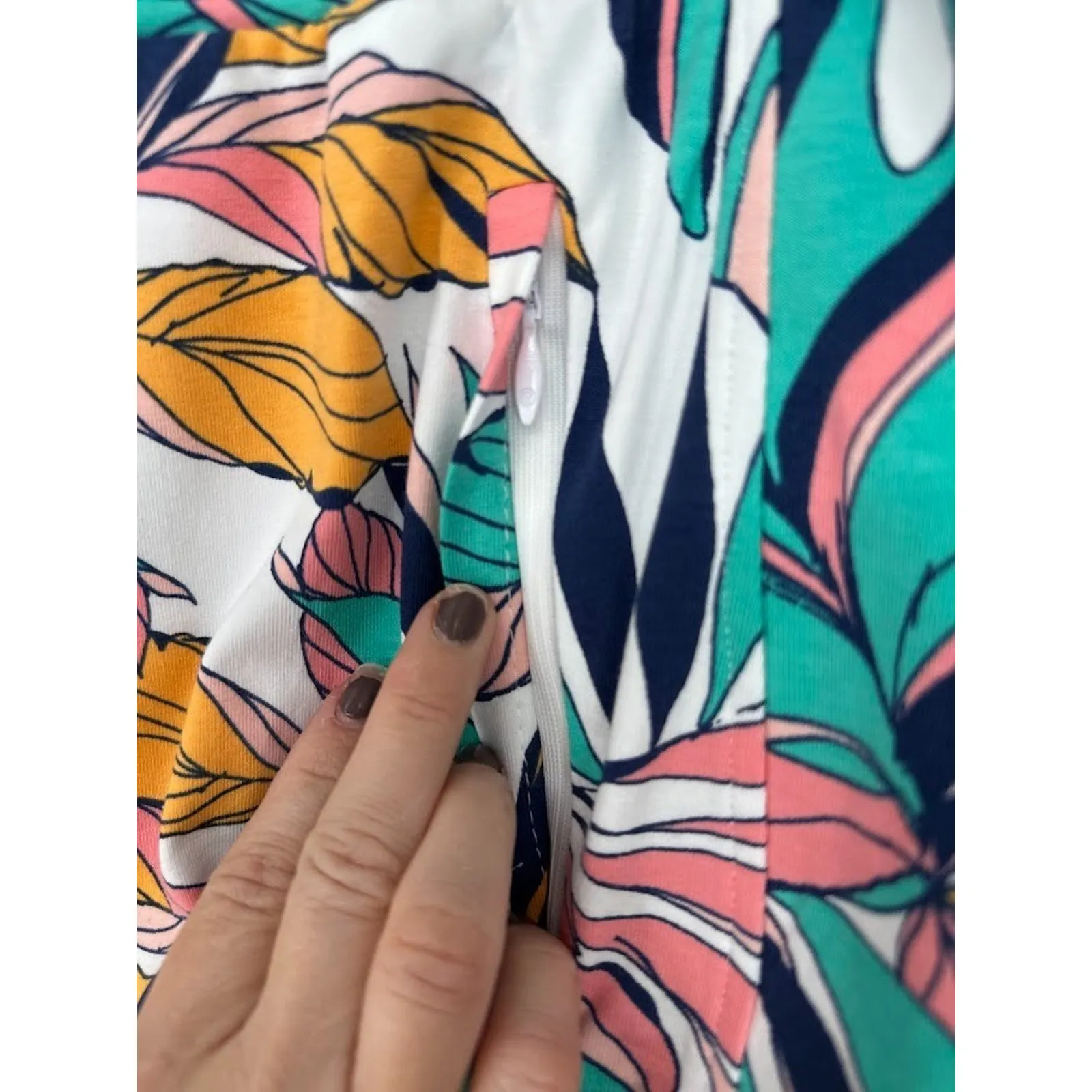 T by Talbots Everyday Stretch Skort Size 2X Tropical Fronds Print Floral Cotton - Image 3