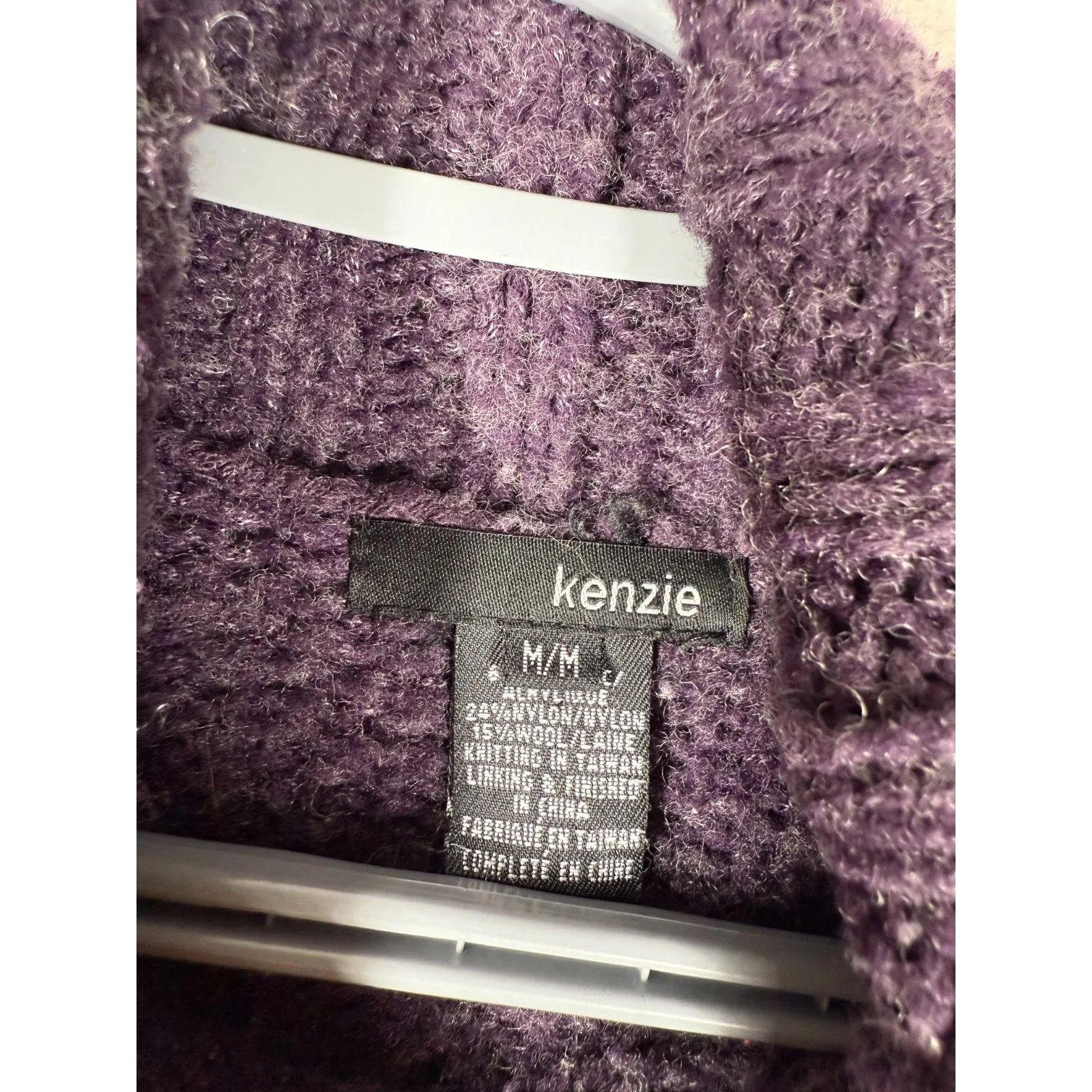 Vtg Y2k Kenzie Womens Purple Fair Isle Sweater Sz M Nordic Reindeer Turtle Neck Size M - Image 5