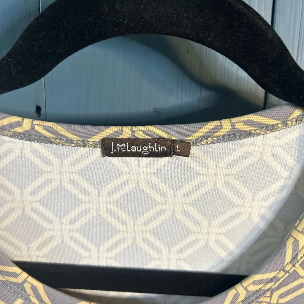 J. McLaughlin Yellow and Gray Geometric Long Sleeve Top - Image 3