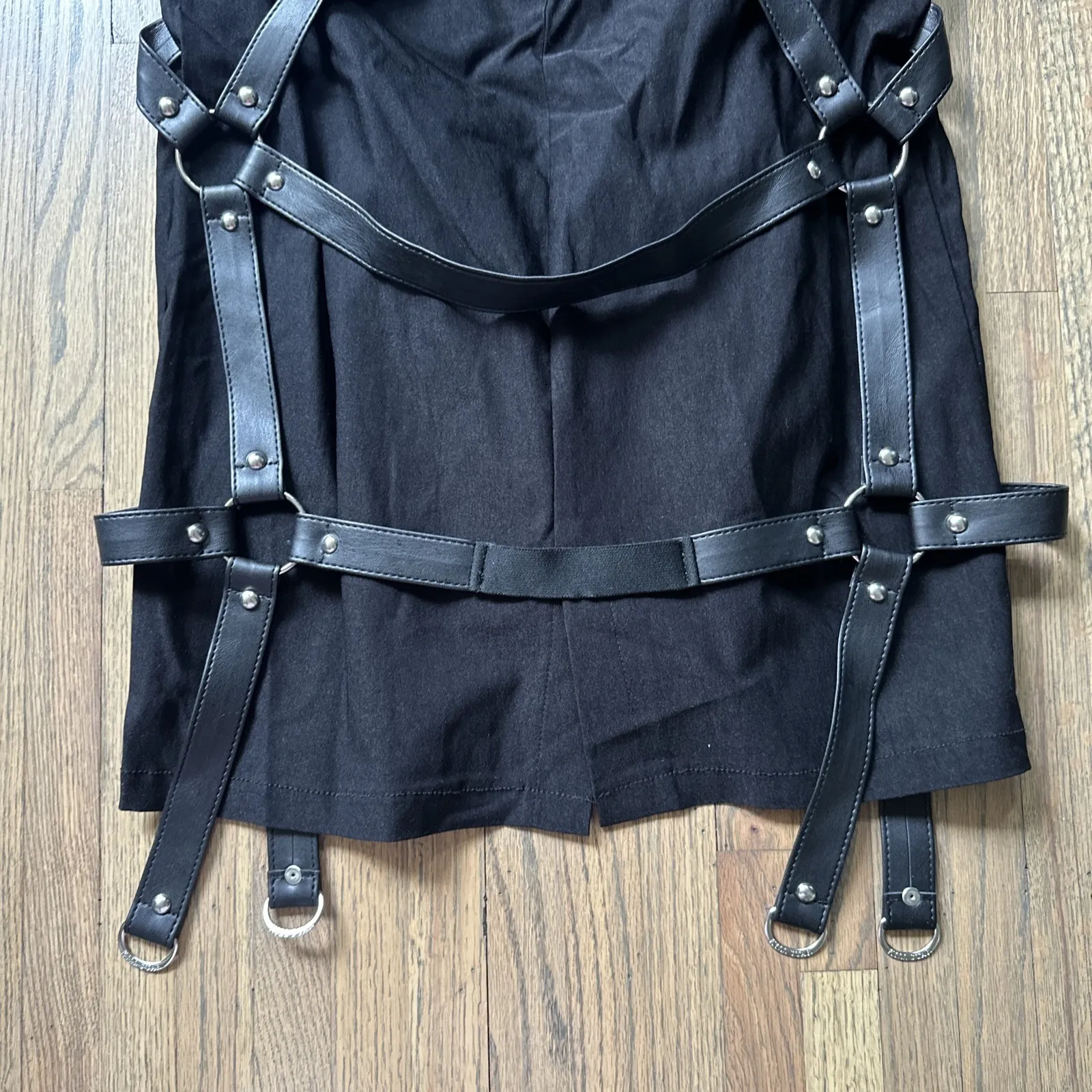 Gothic Skirt Rave Strappy Sexy Lip Service Y2K Tripp Killstar Bondage Chains Black - Image 10