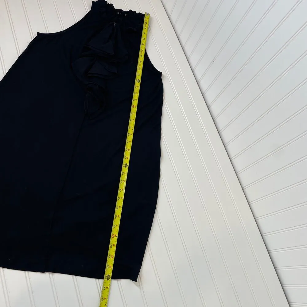 Theory Fantasy Coletti Ruffle Front Sleeveless Black Midi Dress Size S - Image 5