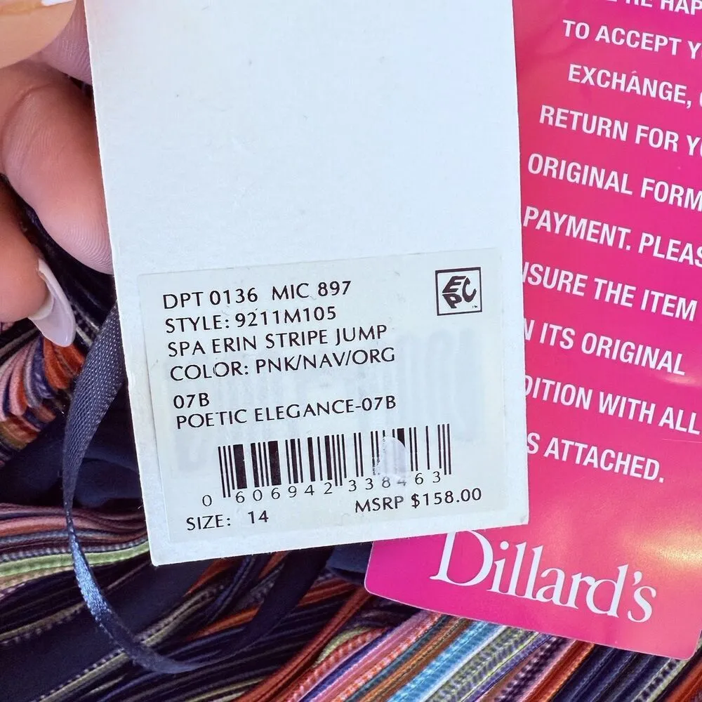 Alex Marie Erin Striped Ribbed Wide Leg Palazzo Vacation NEW Jumpsuit Size 14 - Image 14