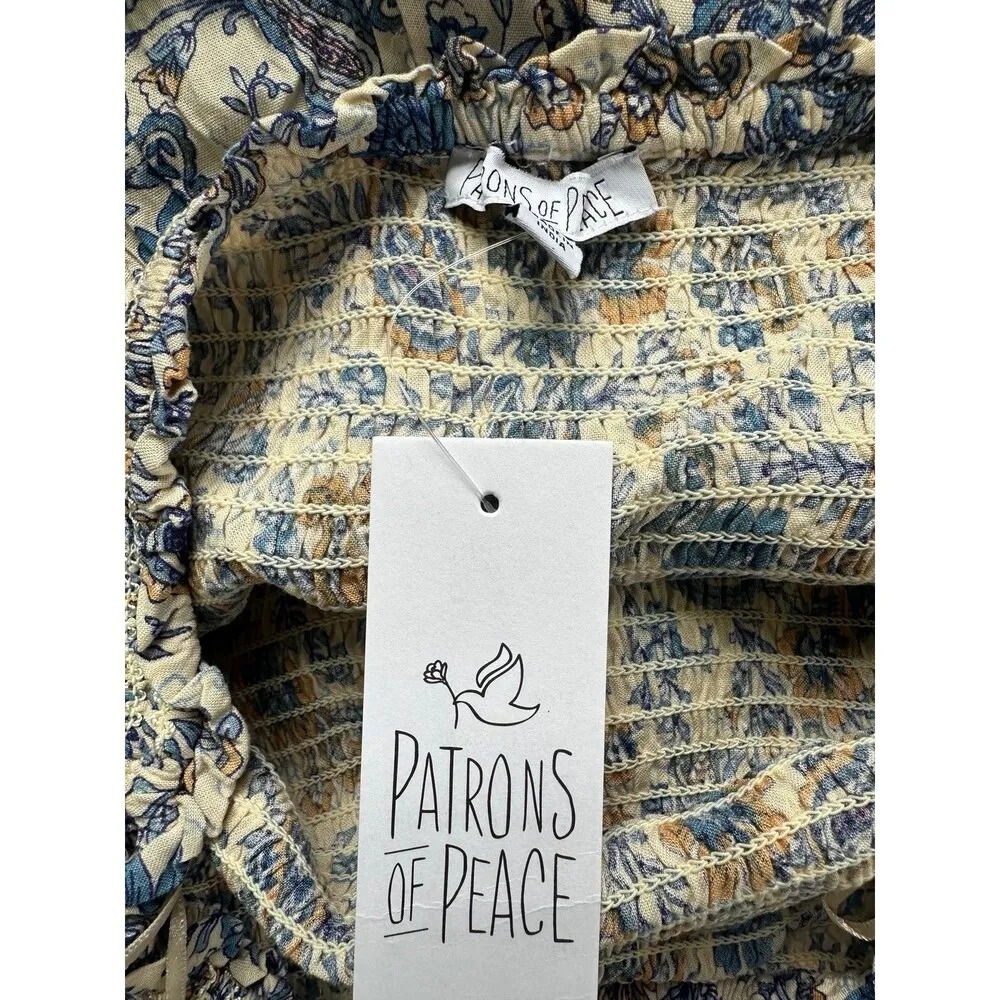 Patrons Of Peace NWT Floral Smocked Strapless Front Tie Wide Leg Jumpsuit S - Image 6