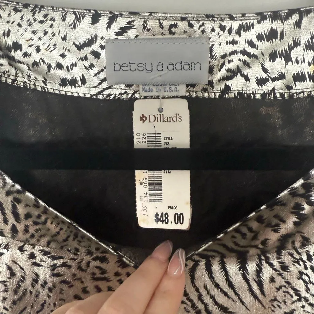Vintage Betsy & Adam Women’s XL Metallic Leopard Top Blouse New Deadstock - Image 2