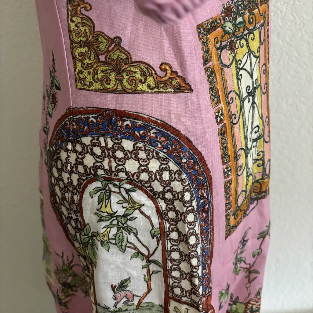 Alemais Pink Long Sleeve Printed Dress Size 4 - Image 9