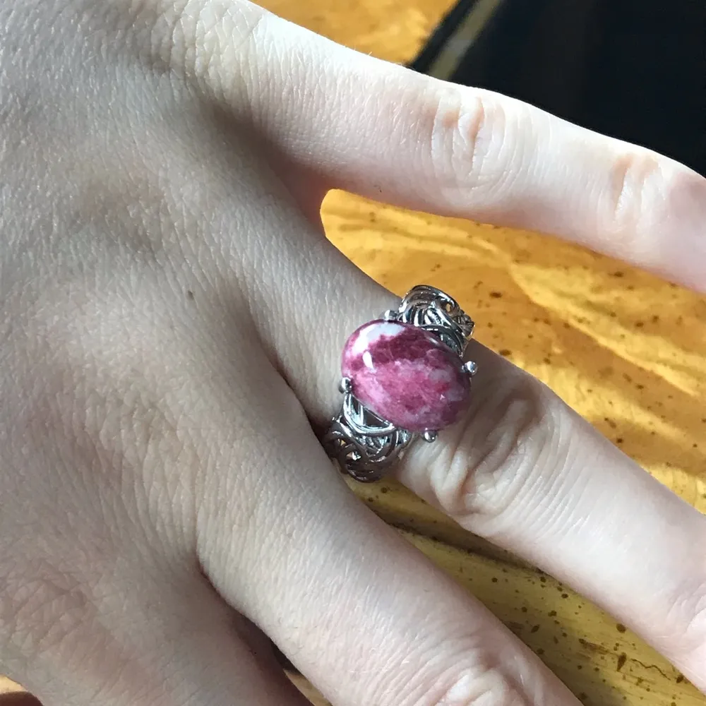 Norwegian Thulite Sterling Silver Ring Red - Image 8