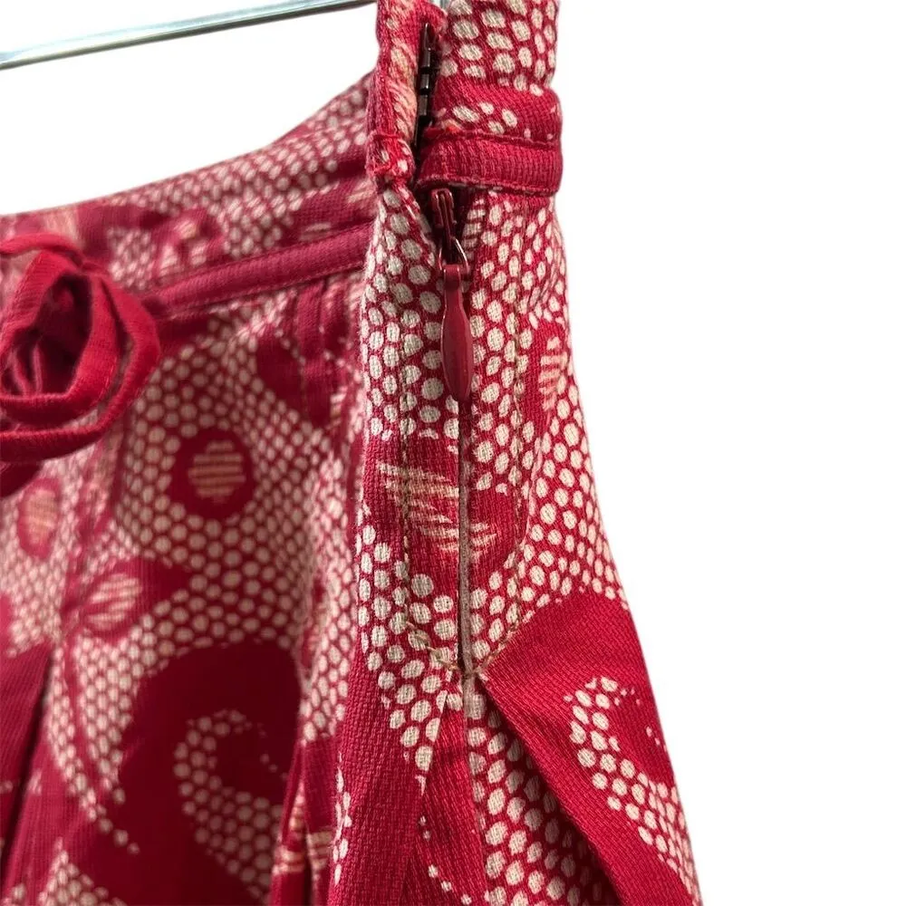 Anthropologie Yoana Baraschi Women's Floral A-Line Skirt Red Knee-Length Size 8 - Image 10